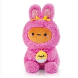 Fluffy Pink Bunny Plush with Chick
